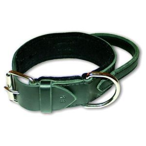 Leather Collar black 50mm felt padded with grip 55cm
