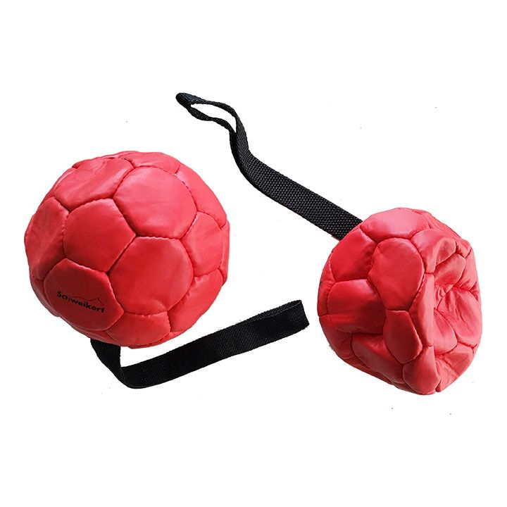 Leatherball with handle, red 14cm, air