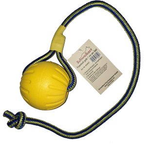 Foam Ball 7 cm yellow with Rope