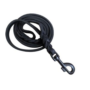 Fettleder – Correa Trenzada negra 11mm Mosquetón Negro