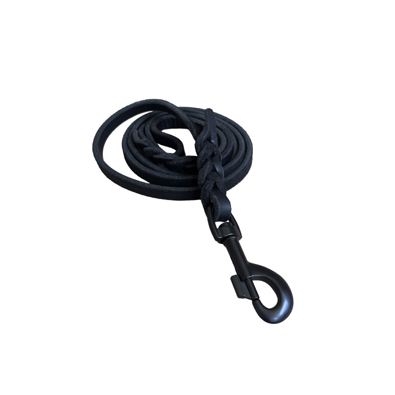 Fettleder – Correa Trenzada negra 11mm Mosquetón Negro - Imagen 2