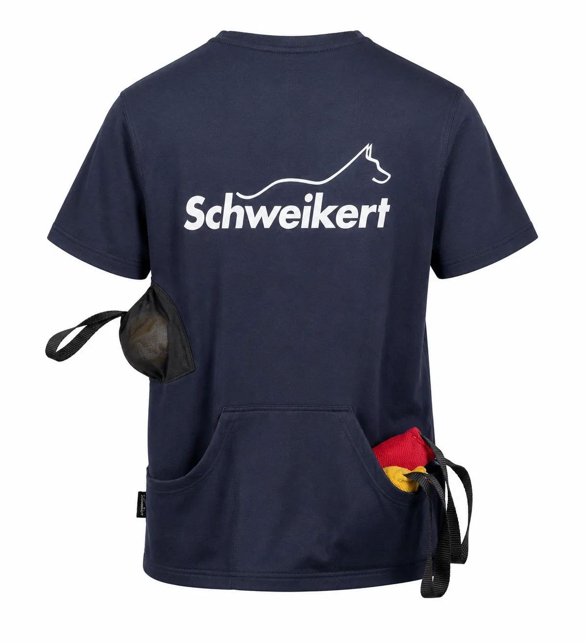 Camiseta de entrenamiento Schweikert parte trasera, unisex azul con bolsillos para adiestramiento canino