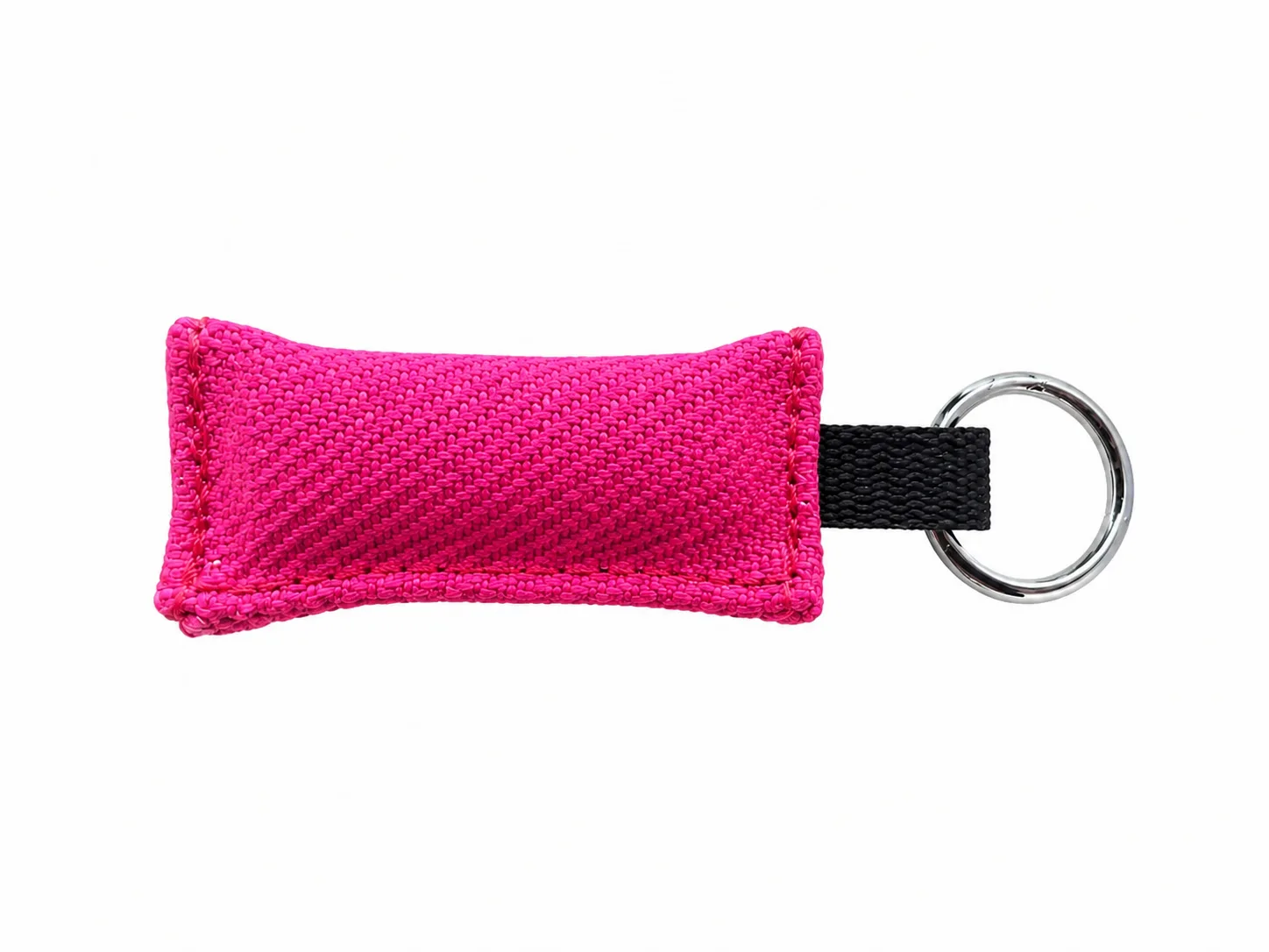 llavero mini mordedor rosa con asa